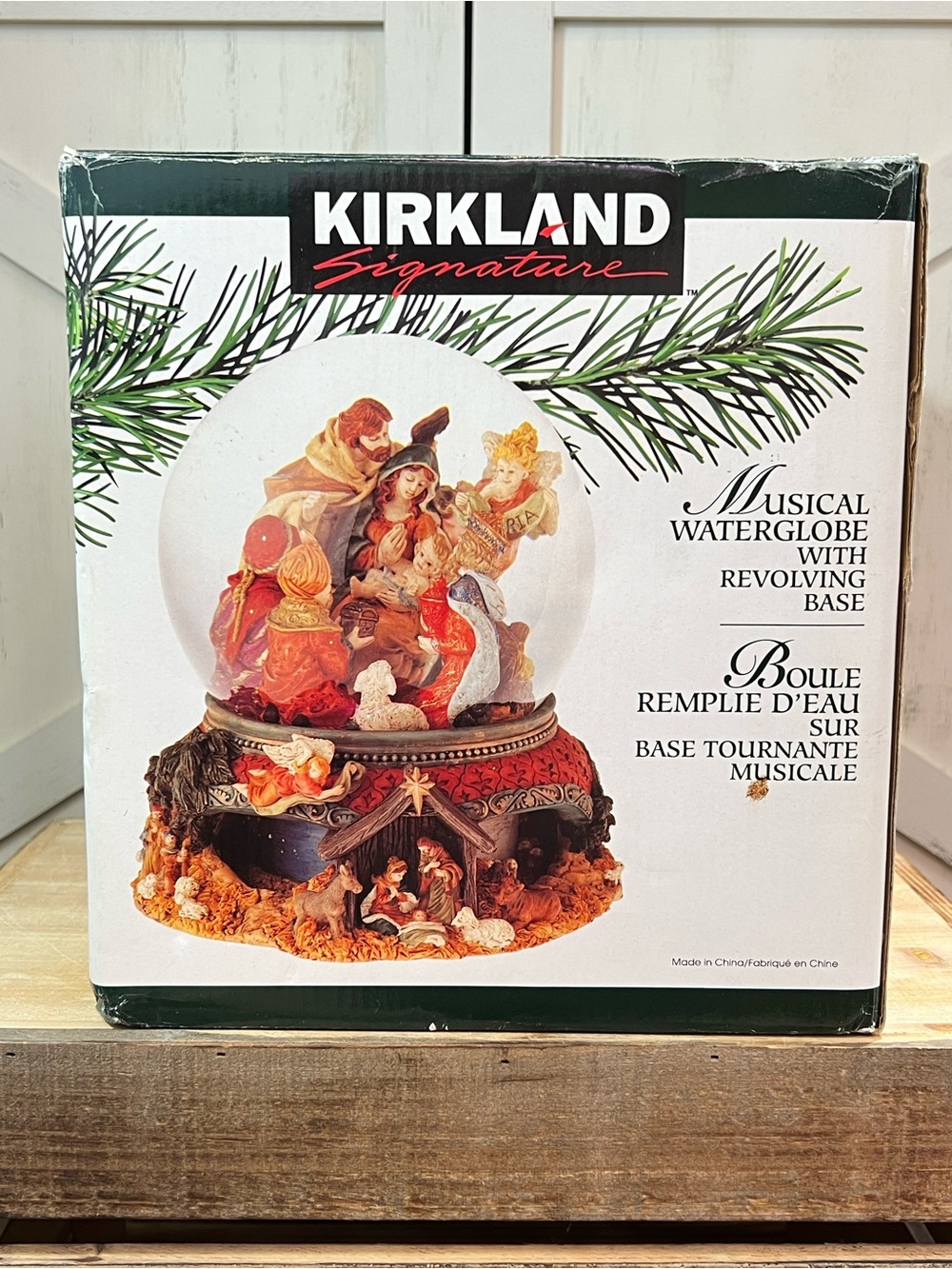 Kirkland Nativity VINTAGE MusicalWater Globe w/ Revolving Base"SILENT NIGHT"